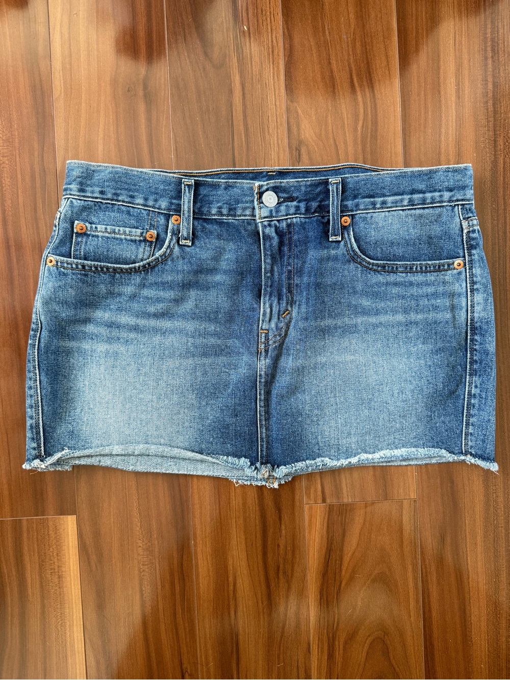 Levi's denim mini skirt with raw hem
